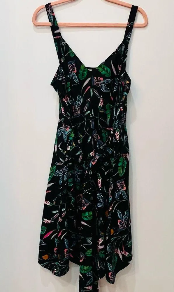 A New Day Women's Floral Print Sleeveless Tie Waist Dress -Black size Large - Image 2