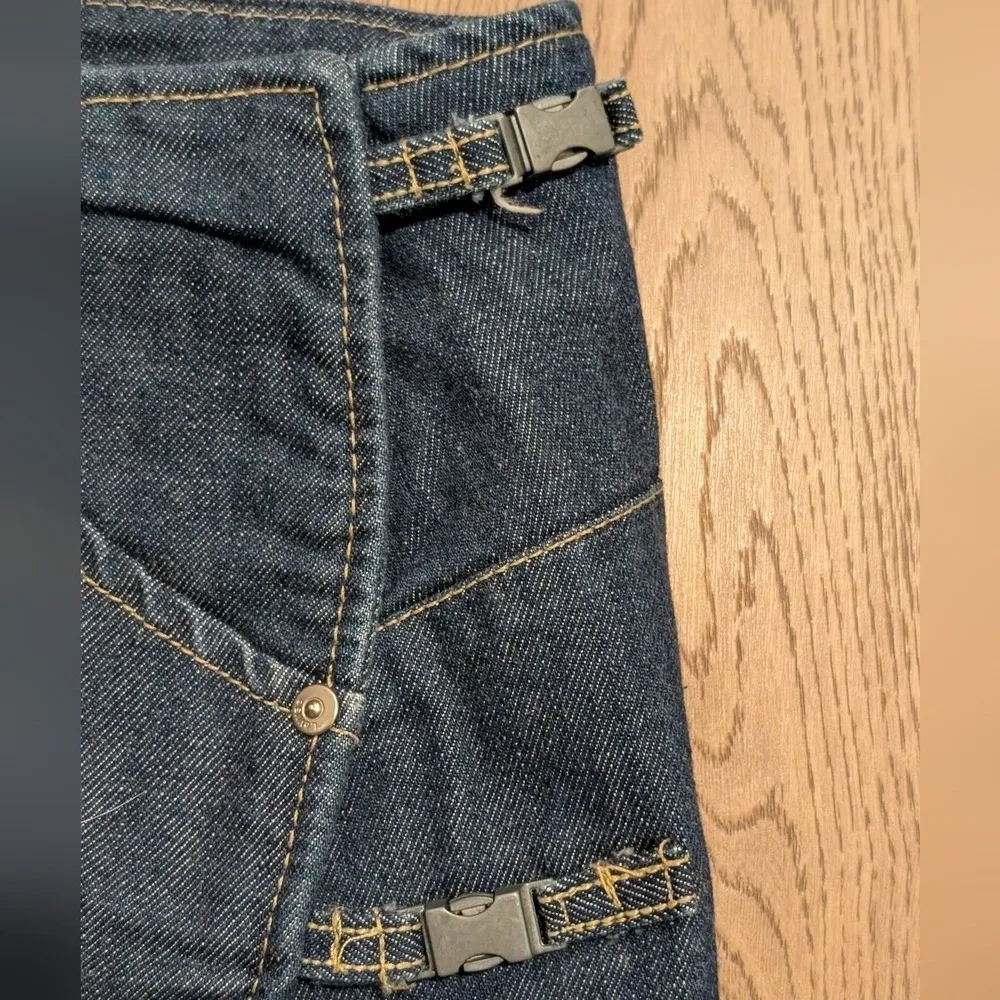 Vintage Levi's Engineered Jeans Denim Maxi Skirt Womens XS Wrap Jean Buckle Y2K - Image 3