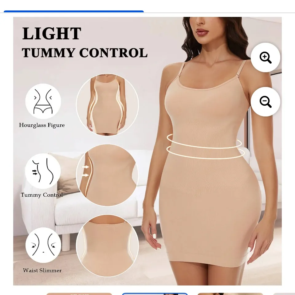 MANIFIQUE Shapewear Slips for Under Dresses Women's Tummy Control Body Shaper Size M - Image 3