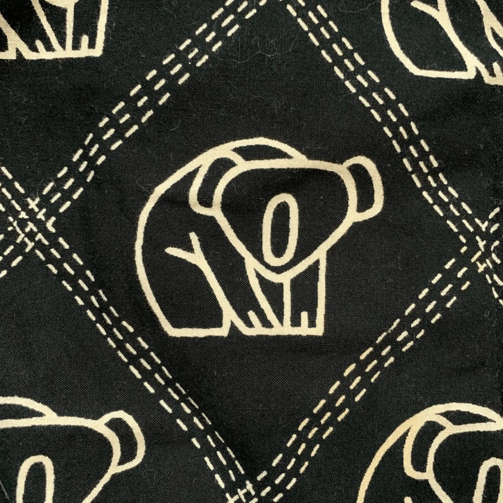 Vintage Orvis Black Cotton Jacket Koala Print Wooden Toggle Boho Folk Art Medium - Image 8