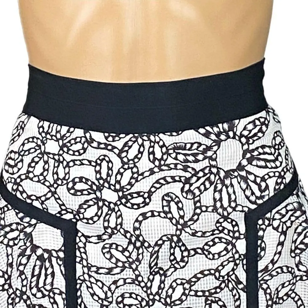 ZAC POSEN RARE black white pleated A-line skirt grosgrain trim Size 10 EUC - Image 2