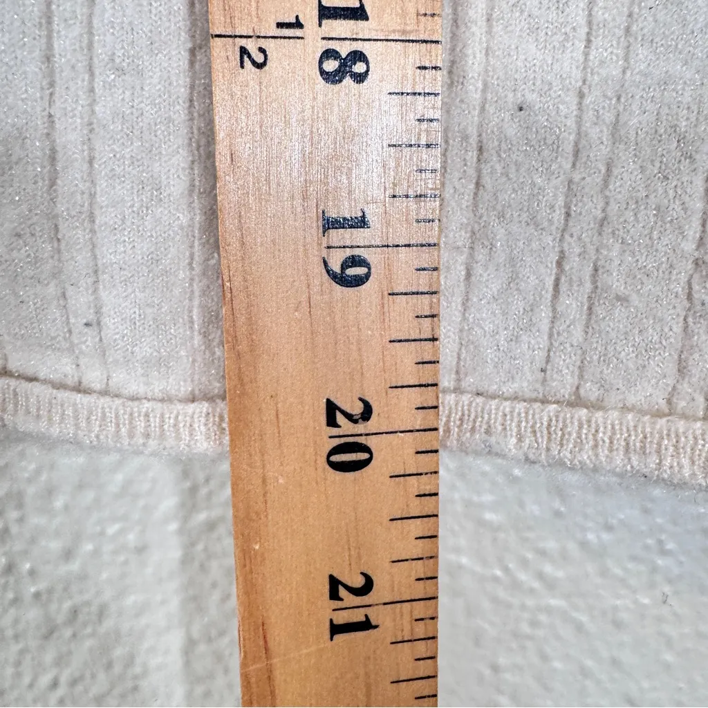 Saks Fifth Ave Cashmere Collection Cream Button Up Cardigan Sweater Womens L - Image 4