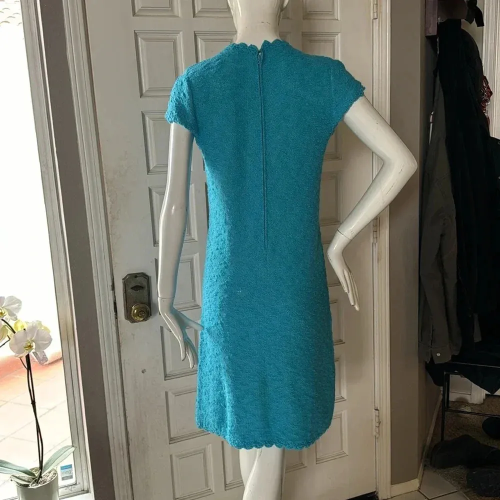 St. John Knits turquoise teal blue knit dress classic vintage Flawless Condition - Image 5