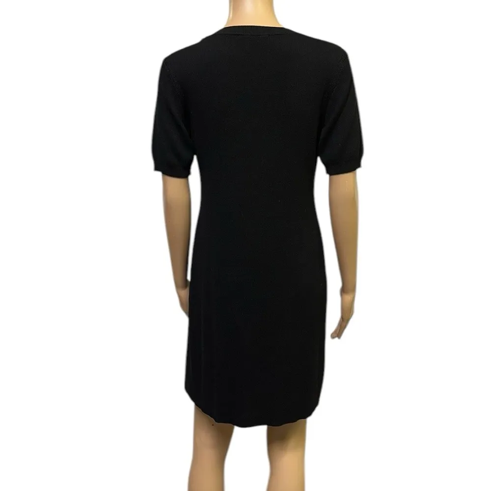 Free Assembly Black Short Sleeve Crew Neck Knit Viscose Blend Dress Womens Small - Image 6