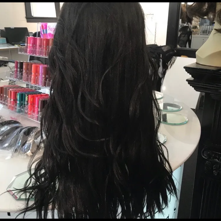 Long black wavy 13x6 Freepart human hair Blende - Image 2