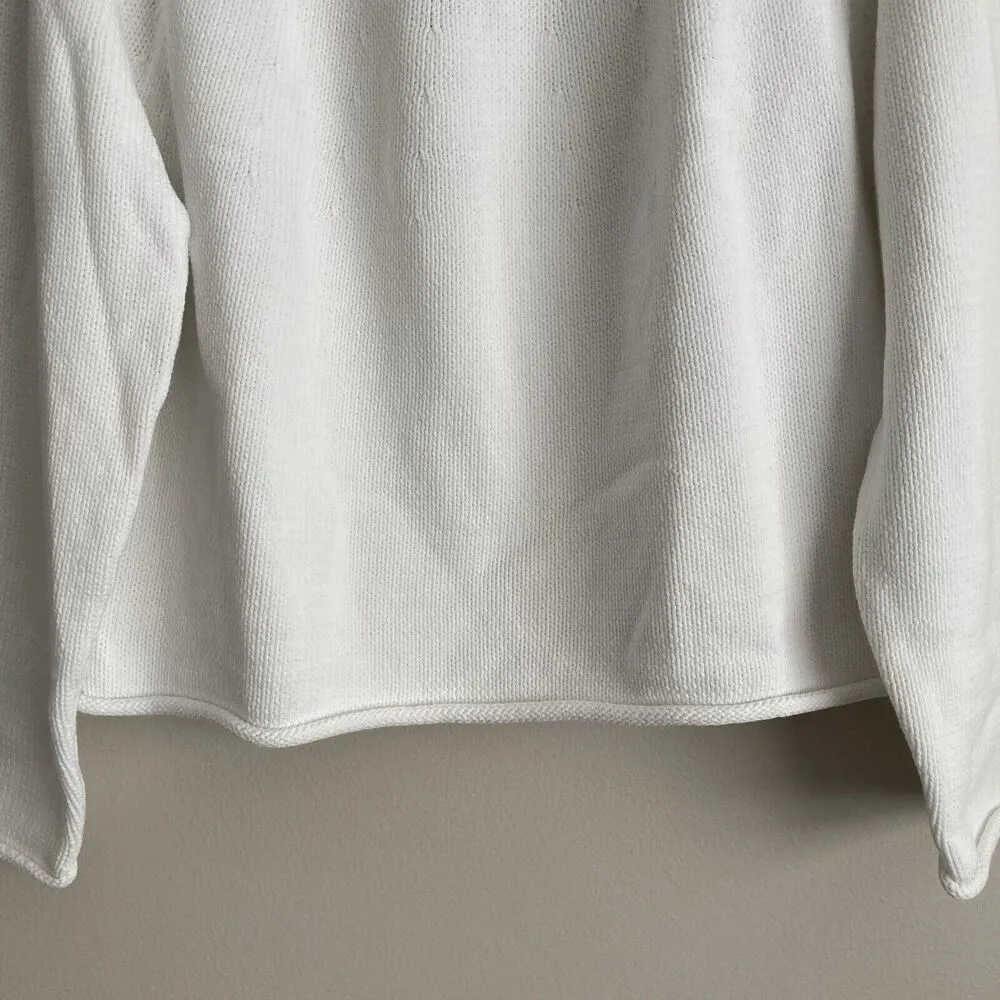 J.Crew  Womens Cotton Knit Long Sleeve Mock Neck Sweater Top White Size Medium - Image 5