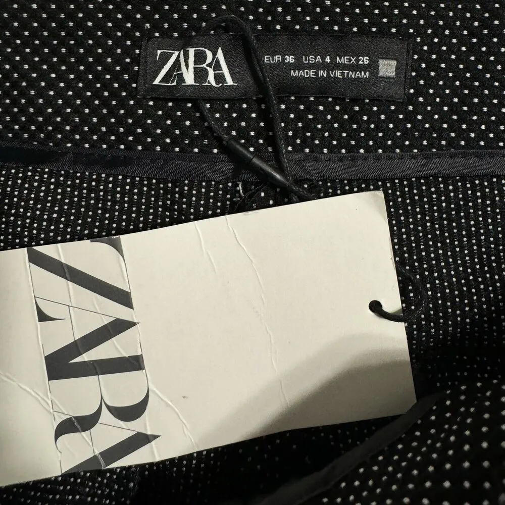 NWT ZARA Micro Polka Dot Dress Pants Trousers Size 4 Black White 30x27.5 Ankle - Image 6