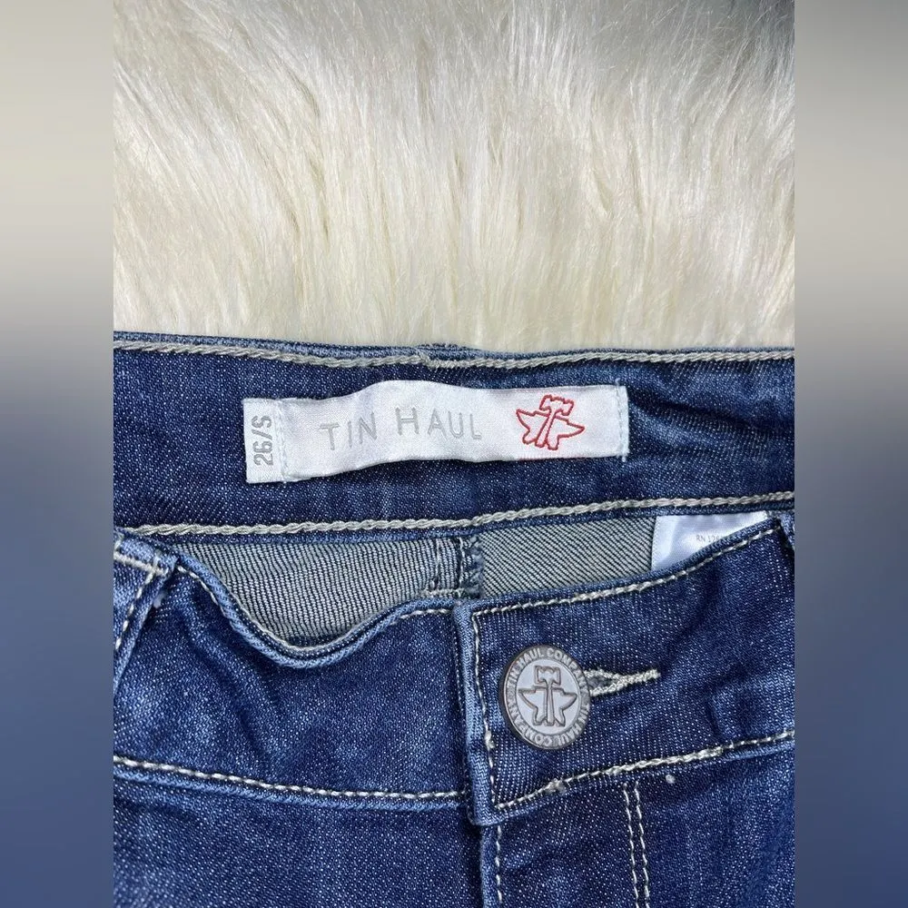 Tin Haul Womens Trixie western Pieced Back Deco Blue Cotton Blend Jeans Sz 26 S - Image 4