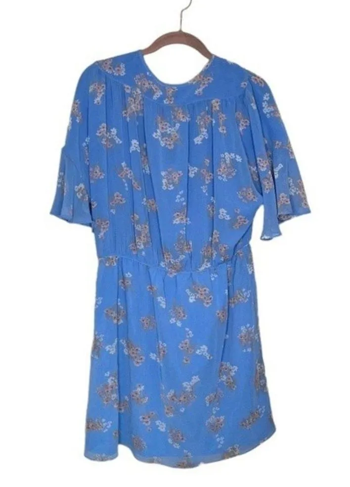 JUICY COUTURE Black Label Bouquet Floral Flirty Dress Blue Faux Wrap Size 6 NEW - Image 5