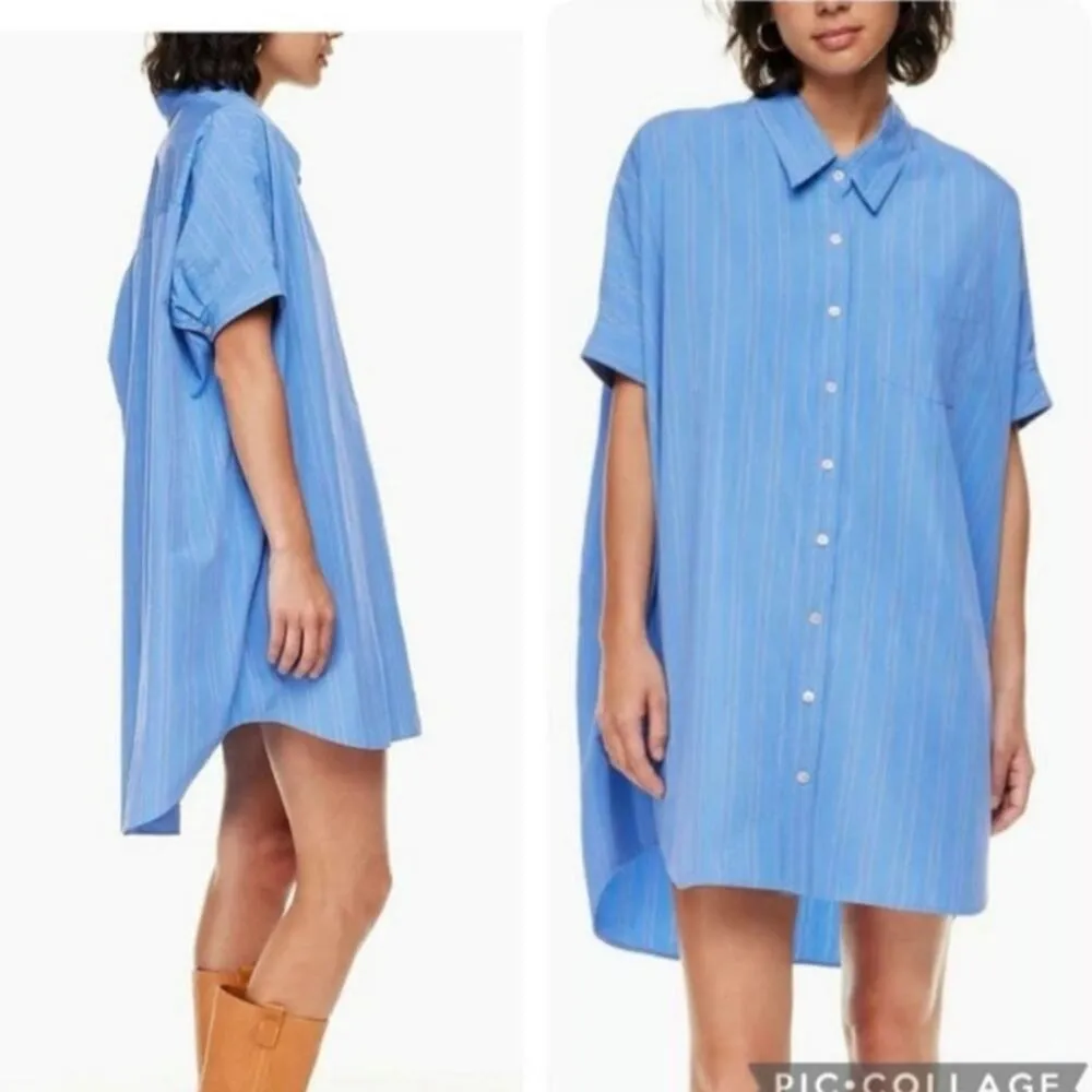 Aritzia Wilfred Free Womens Stagecoach Shirt Dress Size 2 (small) Blue Yellow - Image 2