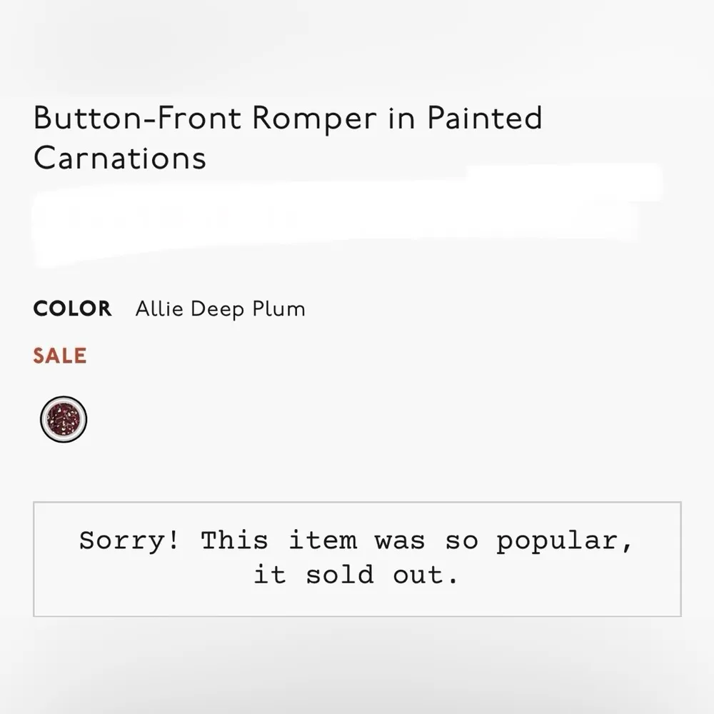 Madewell Allie Deep Plum Button Front Romper Painted Carnations Sz 0 LN - Image 13