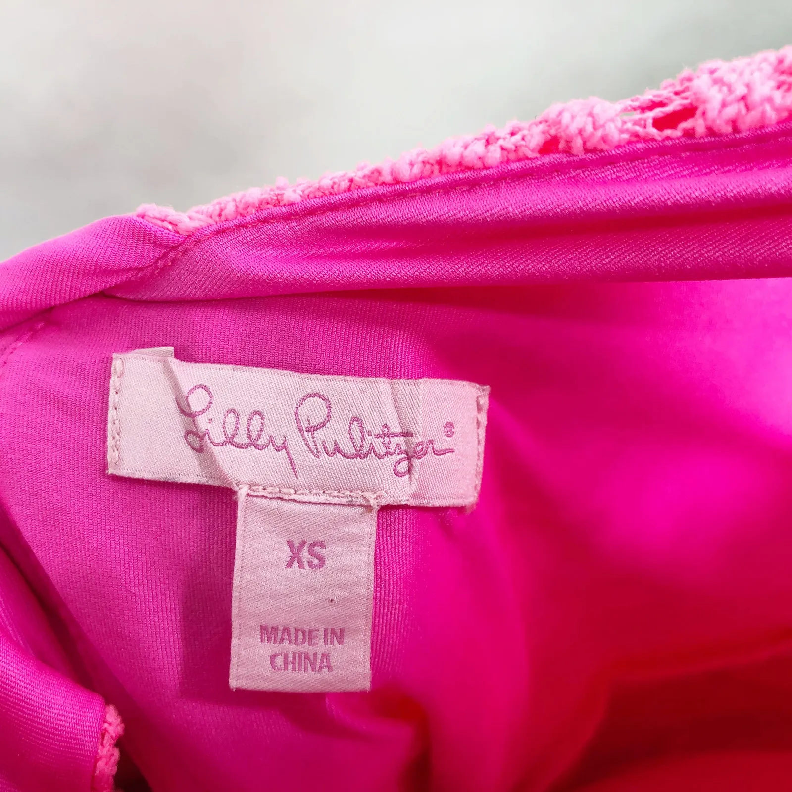 Lilly Pulitzer‎ XS Dress Shift Mini Lace Neon Pink Sleeveless Lined Keyhole 291 - Image 7