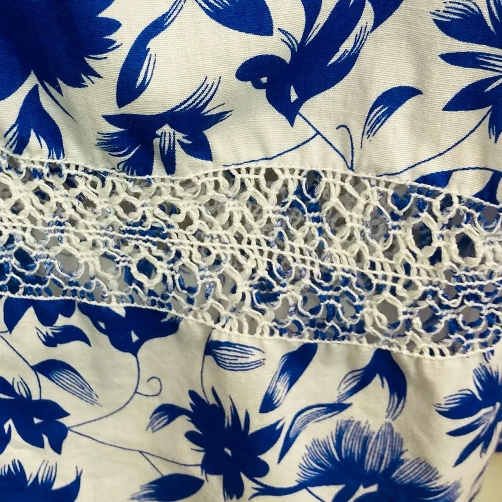 Margarita Mercantile hand made blue and white floral maxi/midi dress. Large - Image 5