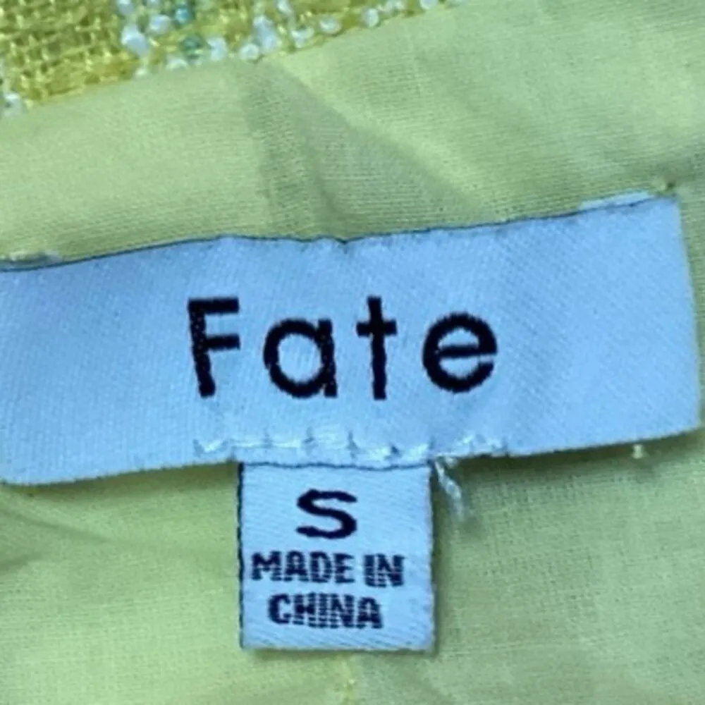 Fate Womens Yellow Double Breasted Plaid Tweed Career Business Blazer Jacket S - Image 5