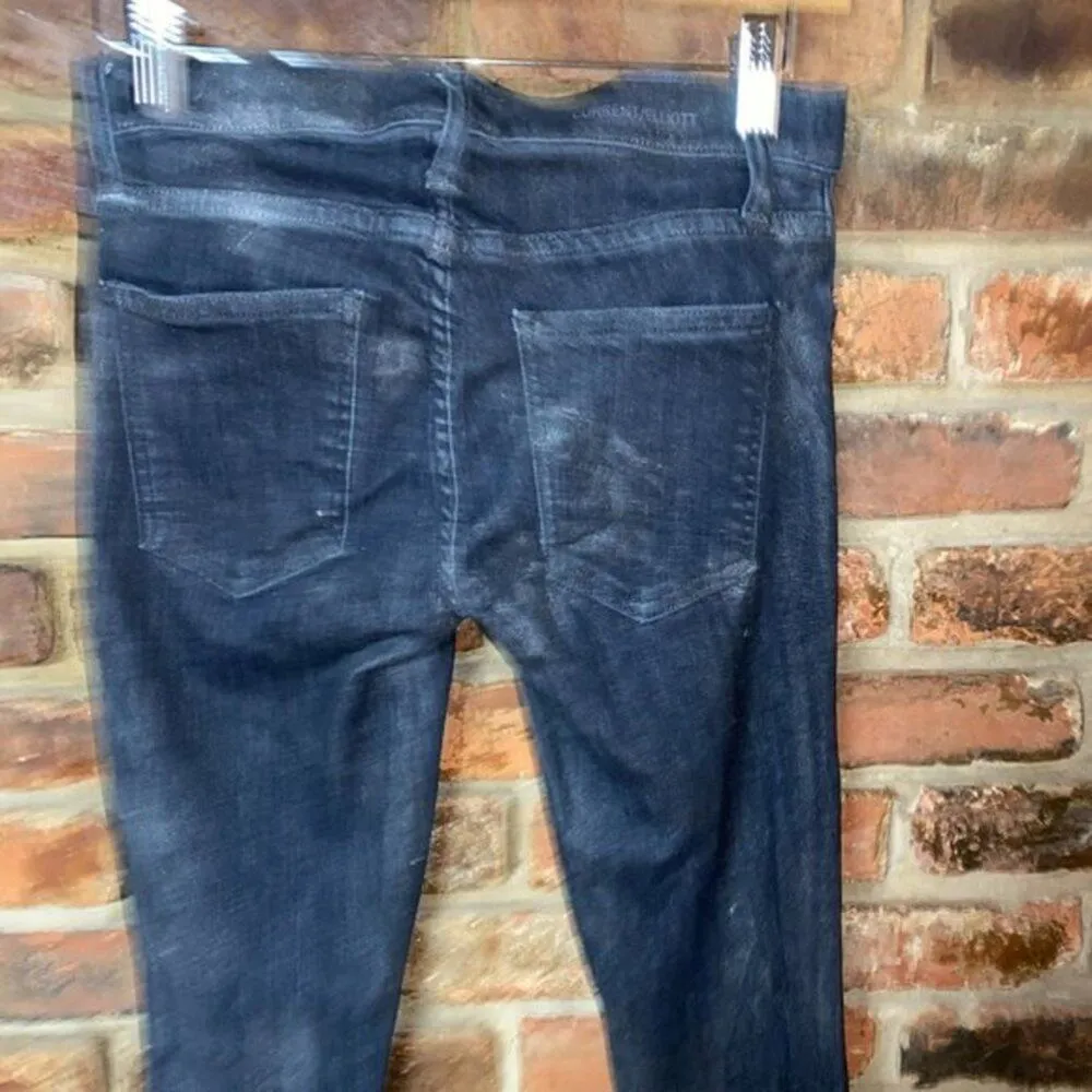 Current/Elliot Silver Gray Metallic Metal Fellon Skinny Stretch Jeans Size 26/0 - Image 7