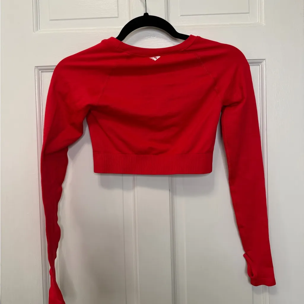 Women’s Best Power Seamless Long Sleeve Crop Top Red NWT Size Small - Image 5