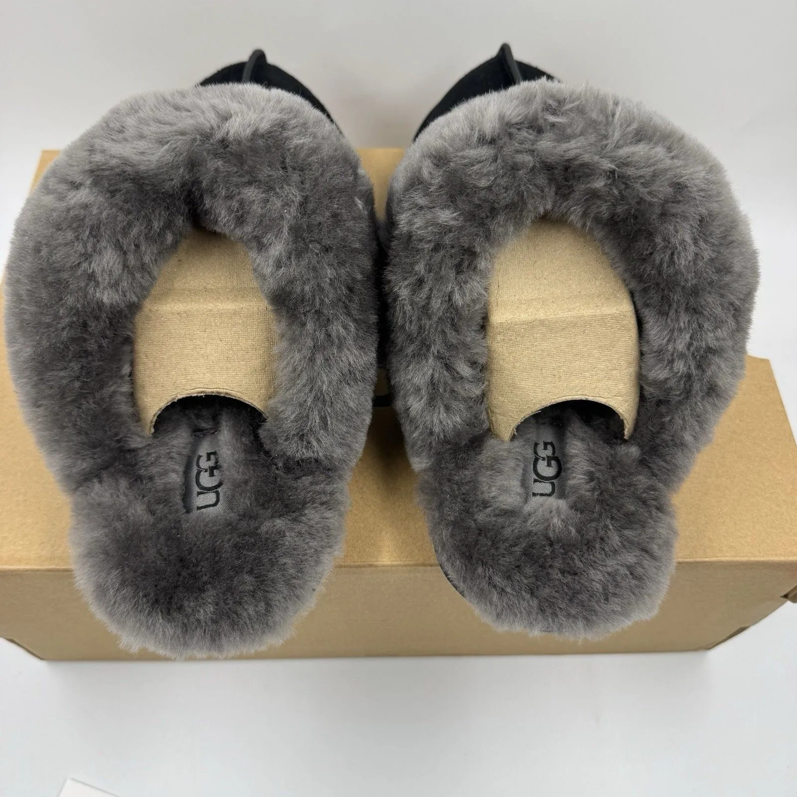 Ugg Australia Women’s Scuffette II Slippers Suede Black/Grey Size 7 New With Box - Image 10