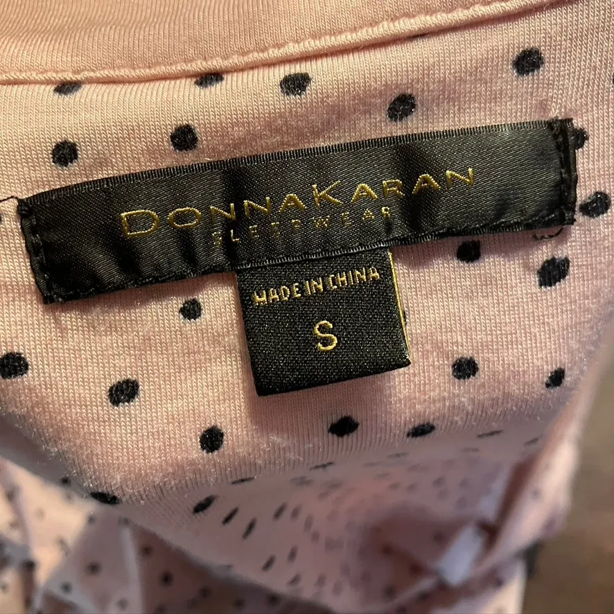 Donna Karan Sleepwear Pink Polka Dot V Neck Night Shirt Women Small Modal Luxury - Image 10