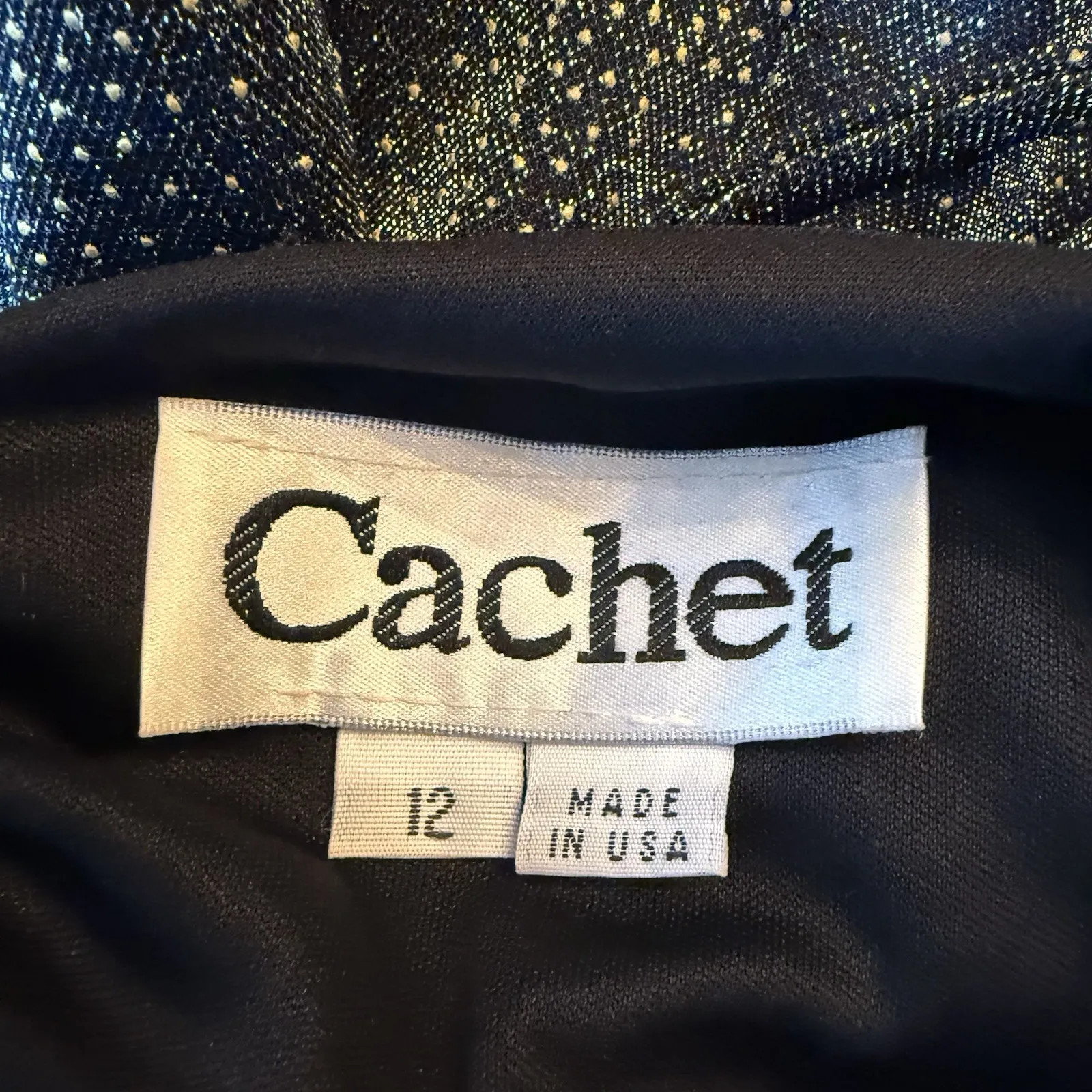 Vintage Cachet Evening Gown 12 Low Back Dress Sparkle Slit Floor Length USA Made Black - Image 9