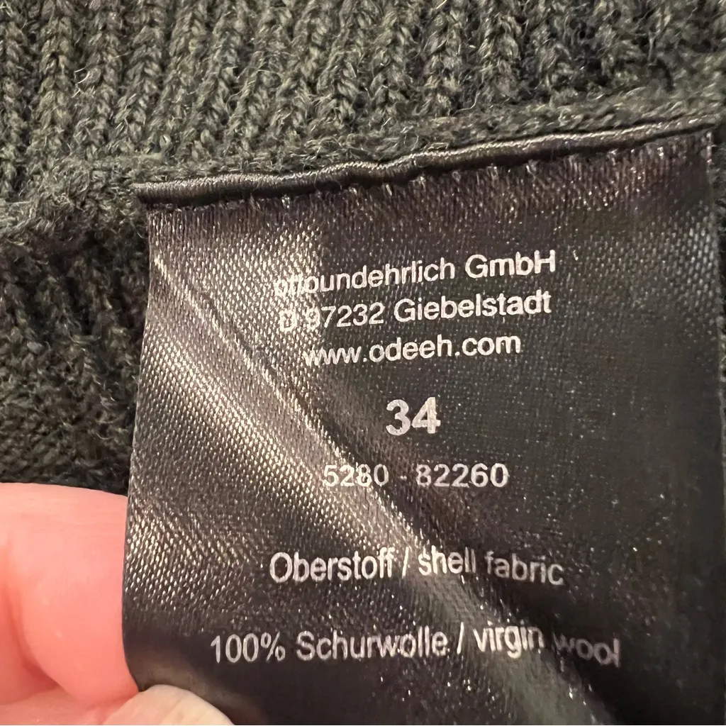 Chic Dark Green 100% Wool Odeeh Crew Neck Sweater Black - Image 4