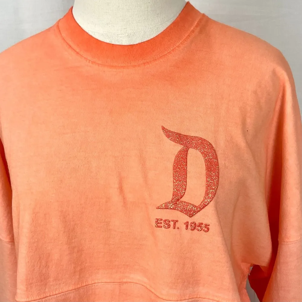 Disneyland Coral Spirit Jersey Shirt Top Ombre Glitter Ariel's Grotto Sz Small - Image 3