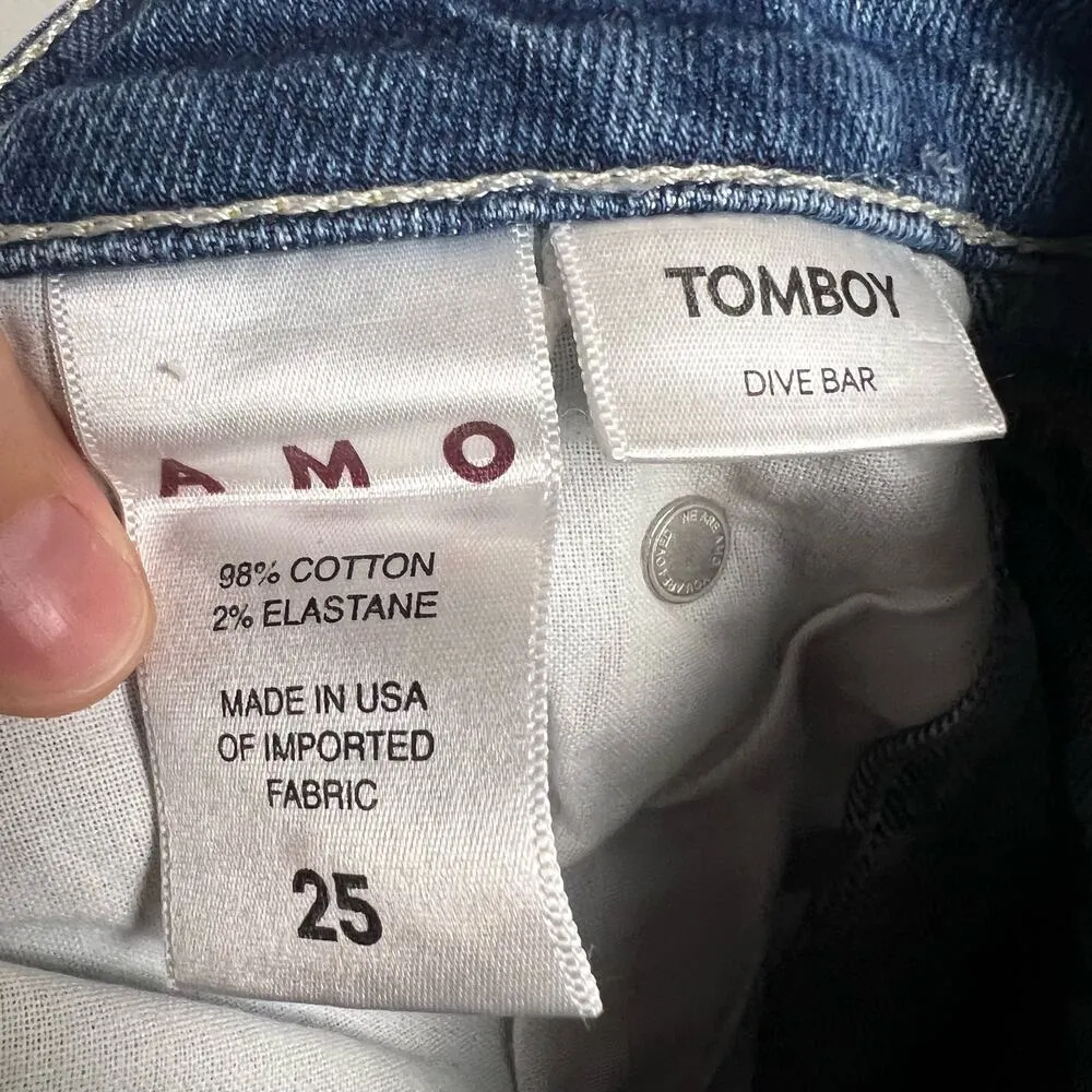 AMO Tomboy Boyfriend Denim Blue Jeans in Dive Bar Size 25 - Image 8
