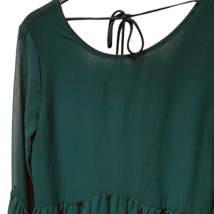 Buddy Love Deep Hunter Green Bell Sleeve Babydoll Dress NWT Size XS - Image 7