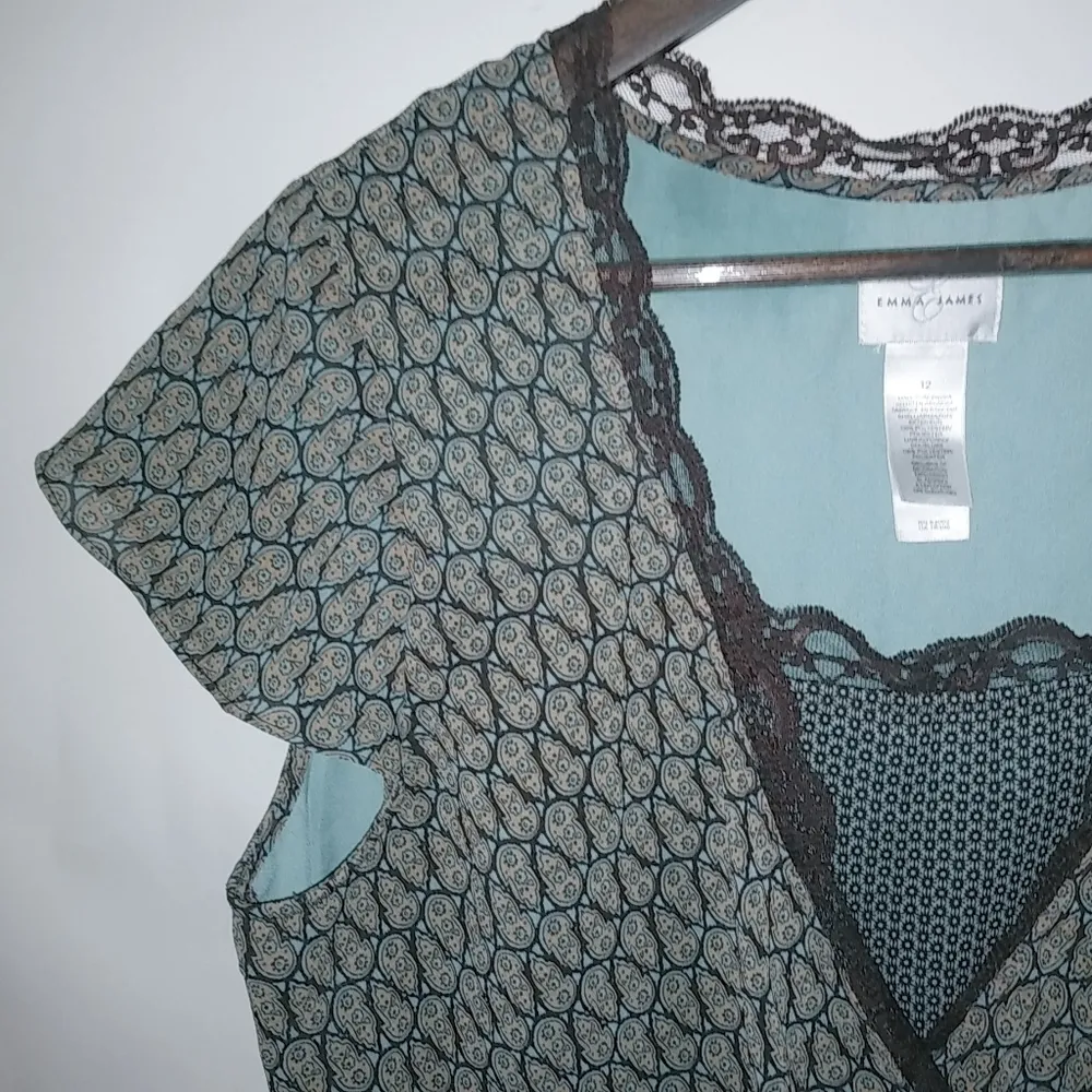 Emma James 12 Brown Turquoise Crossover Top - Image 2