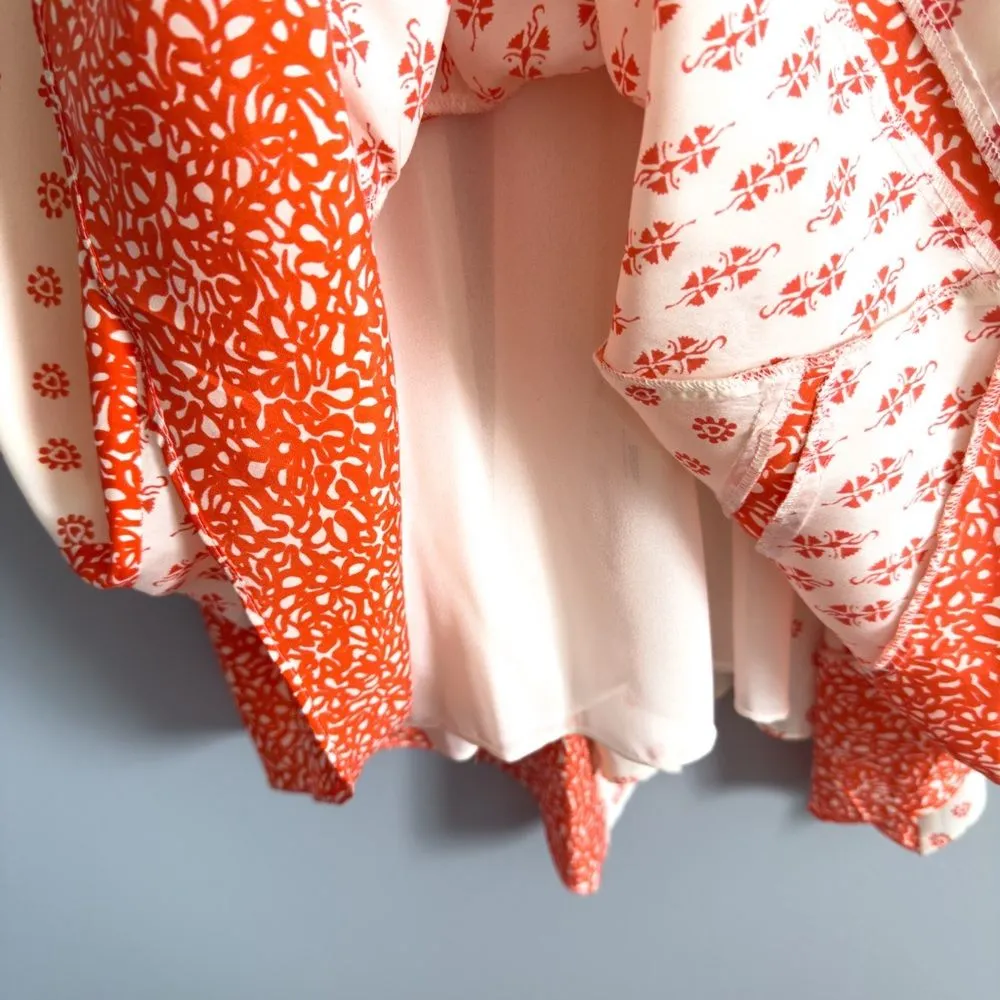 Rebecca Taylor Size 0 100% Silk Handkerchief Asymmetrical Block Print Mix Dress - Image 13