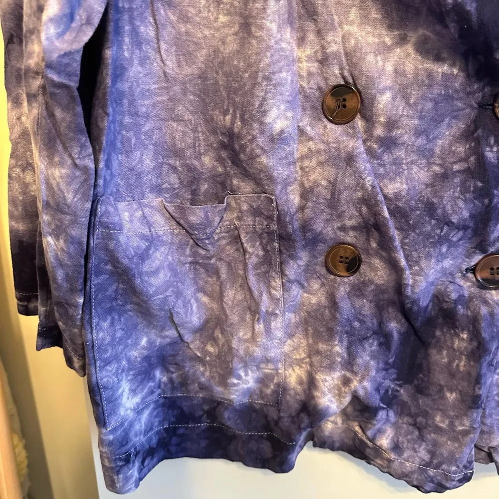 Anthropologie Amadi Hilde Shine Oversize Lightweight Tie Dye Linen Blazer SizeXL - Image 10