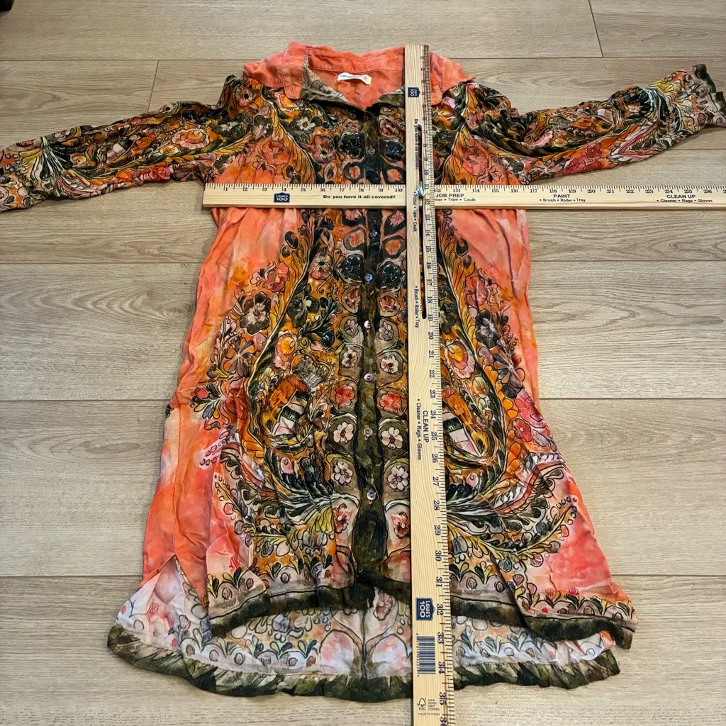 Natural Life Fiona Tunic Dress Coral Floral Button Down Size S - Image 5