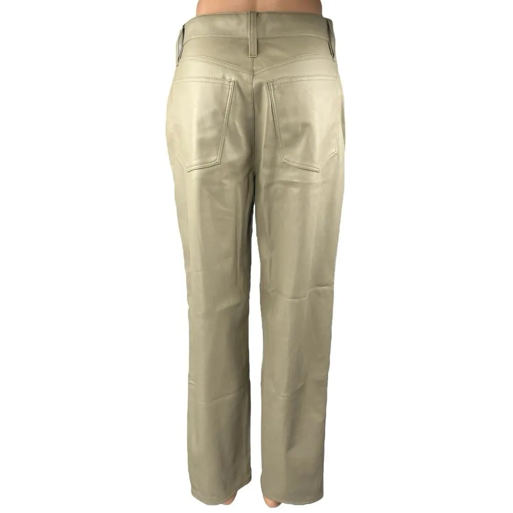 Madewell Perfect Vintage Cream Faux Leather High Rise Straight Trousers Pants 27 - Image 3
