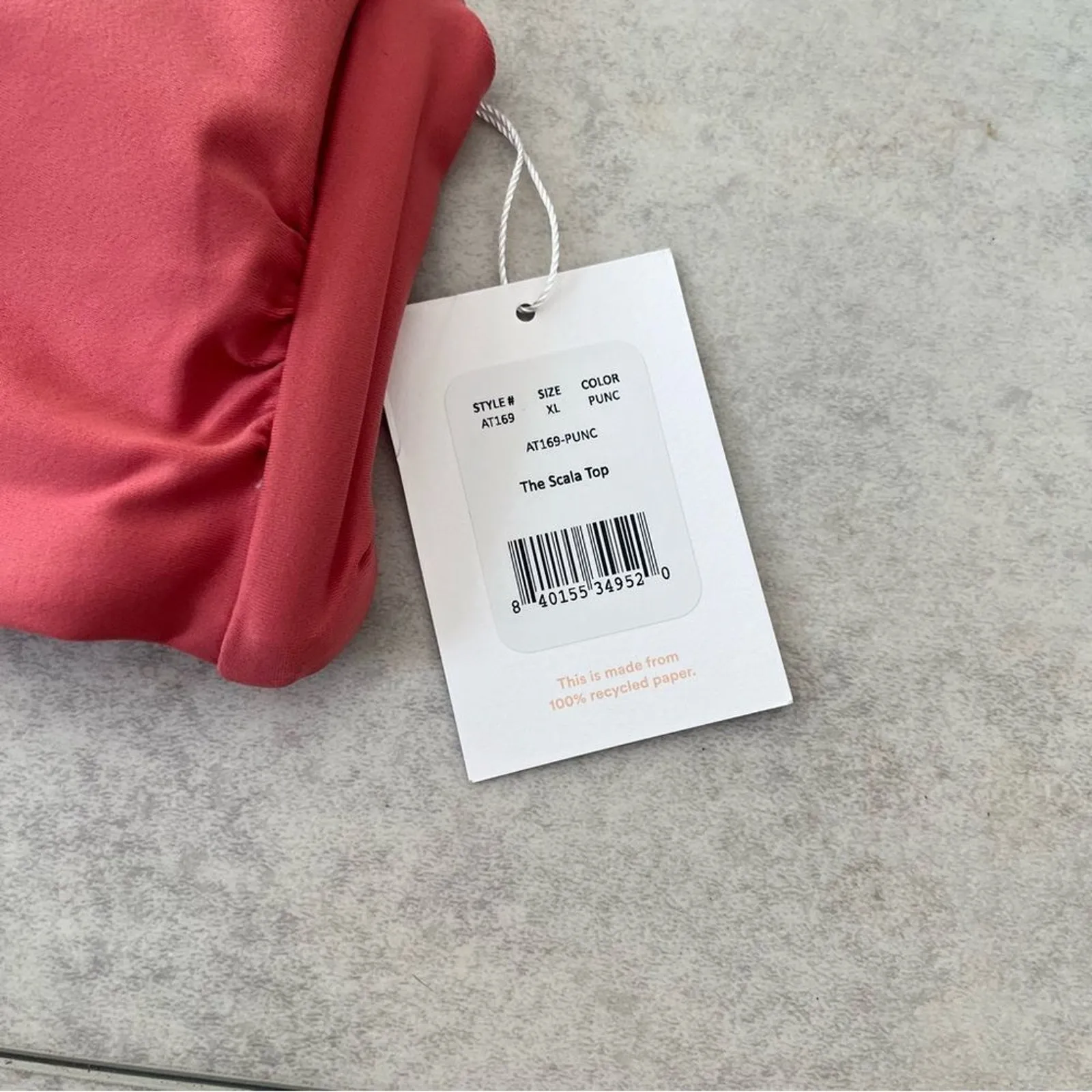 NWT Andie Swim Punch Pink Bandeau Bikini Scala Top Strapless XL V Notch - Image 5