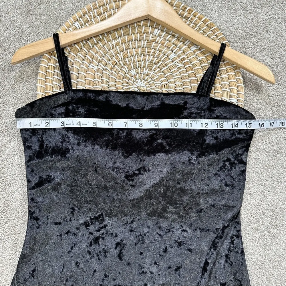 Buffbunny Collection Frozen Mini Dress Crush Velvet Sleeveless Slit in Black S - Image 12