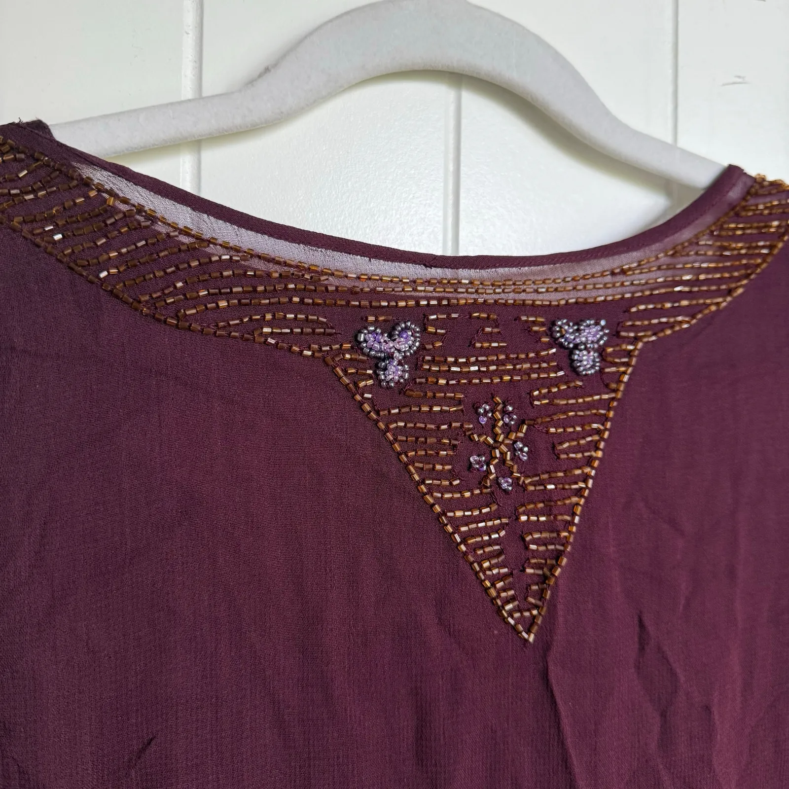 April Cornell Beaded Duster Dress Maroon‎ Vintage New Medium - Image 9