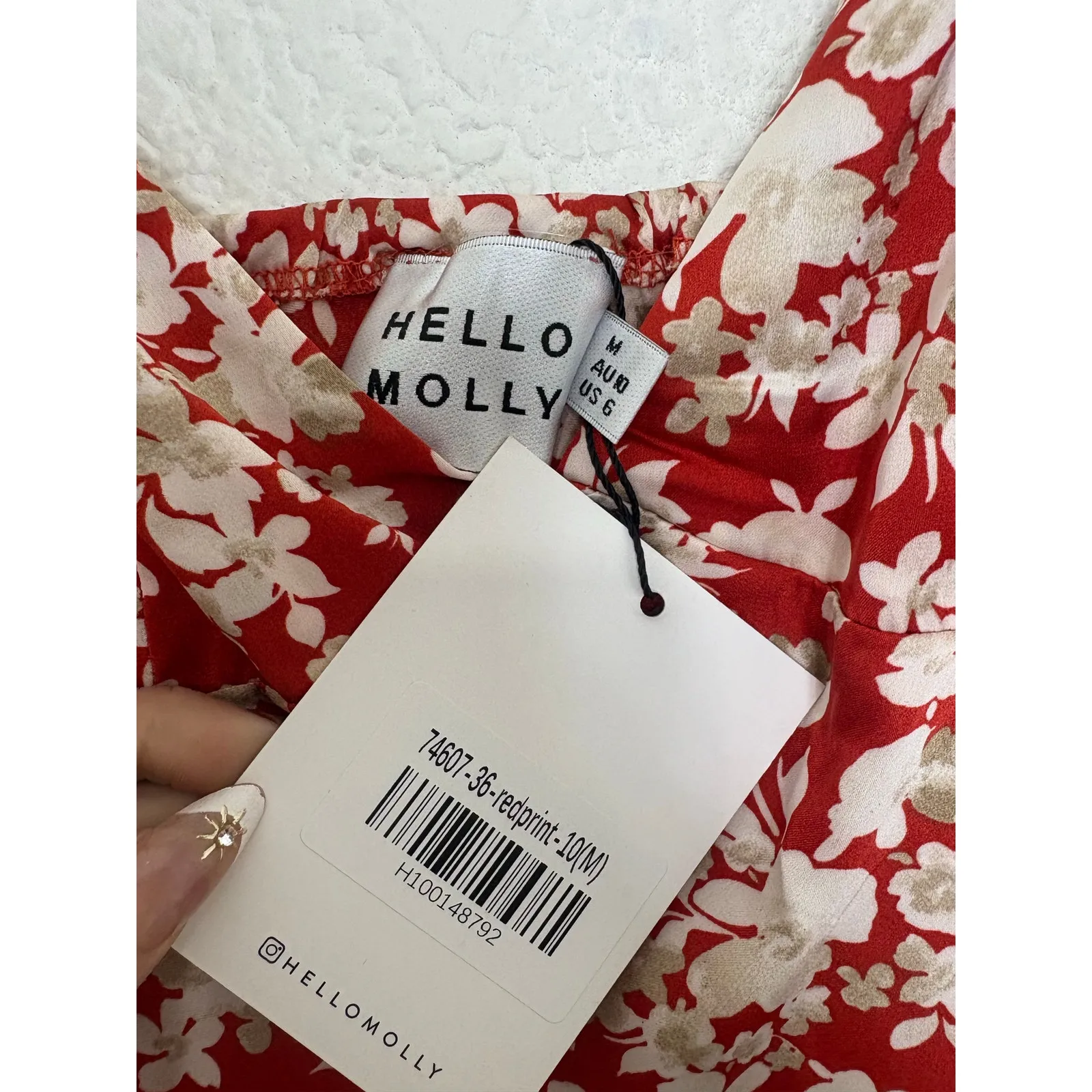 NWT Hello Molly Passion Prima Midi Slip Dress Size 6 Red Floral Satin Cocktail - Image 5