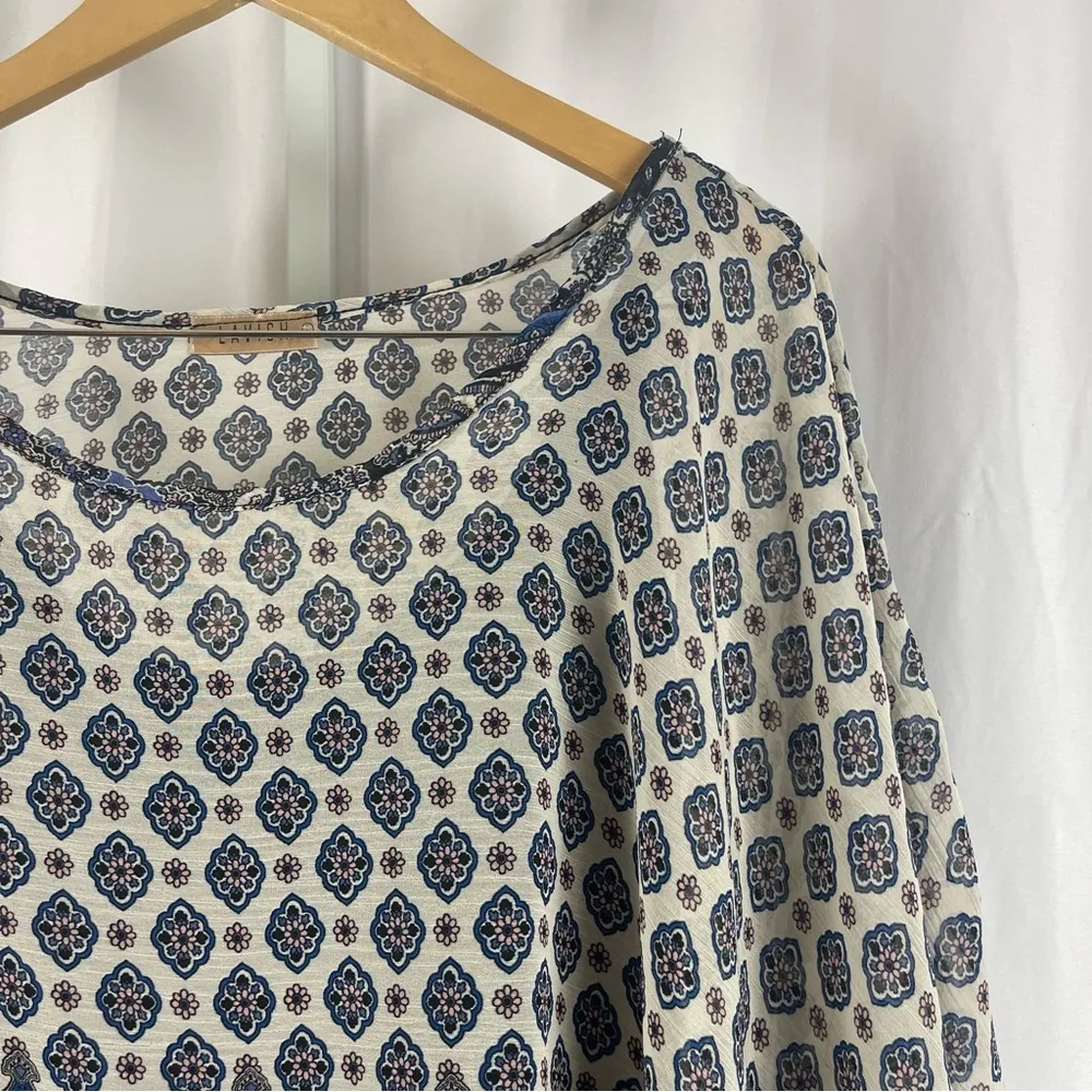 Lavish Large Boho Flowy Scarf Print Flowy Scoop Neck Boxy Top Tank Top - Image 7