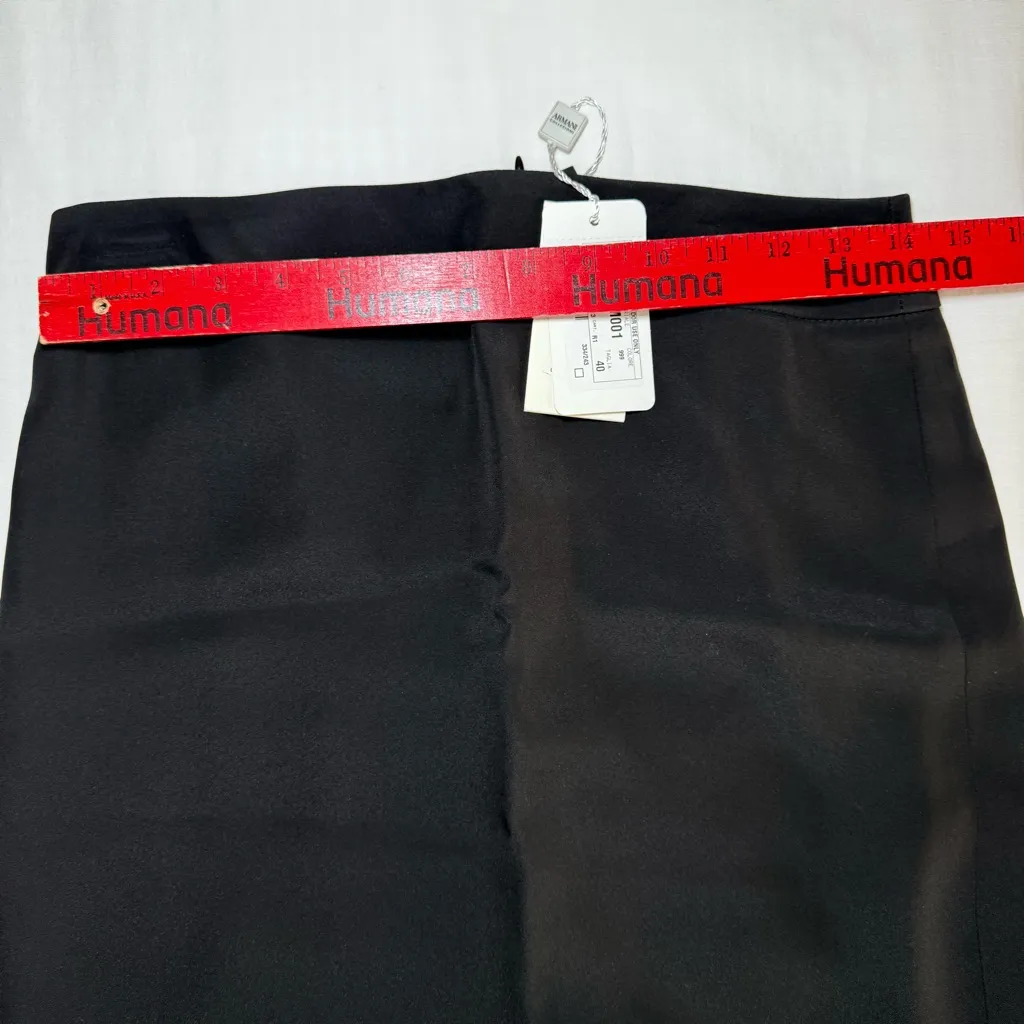 NWT Armani Collezioni Black Lined Silk Blend Pencil Skirt Slit Career Size 4 - Image 5