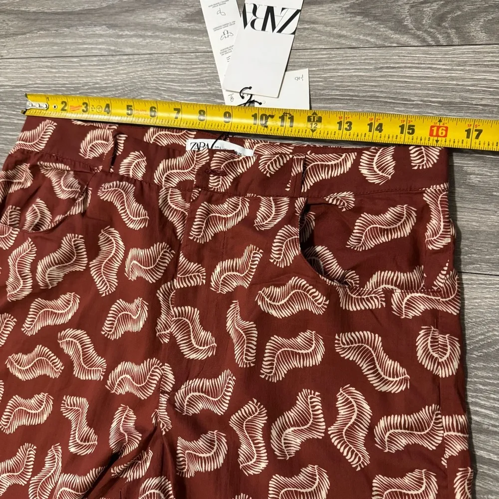 Zara Women The Jasmine Bohemian Pant High Rise Wide Leg Size L MISSING BUTTON - Image 9