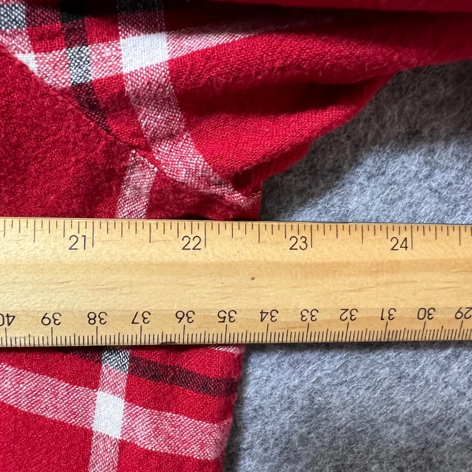 Coldwater Creek Womens XL Plaid Red  Linen Rayon Button Up Long Sleeve Shirt Top - Image 3