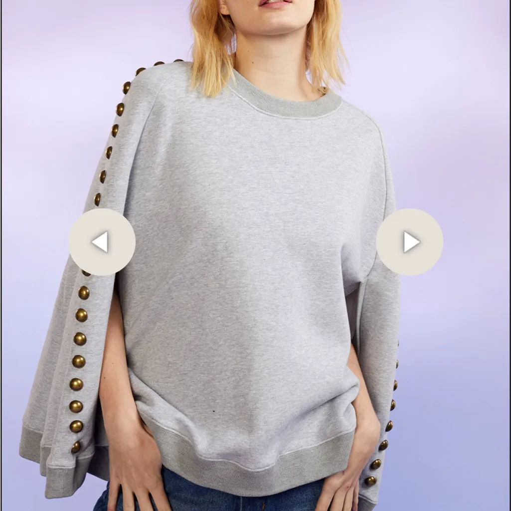 Cynthia Rowley “The Capelet” Studded Grey Sweatshirt XS/S - Image 7
