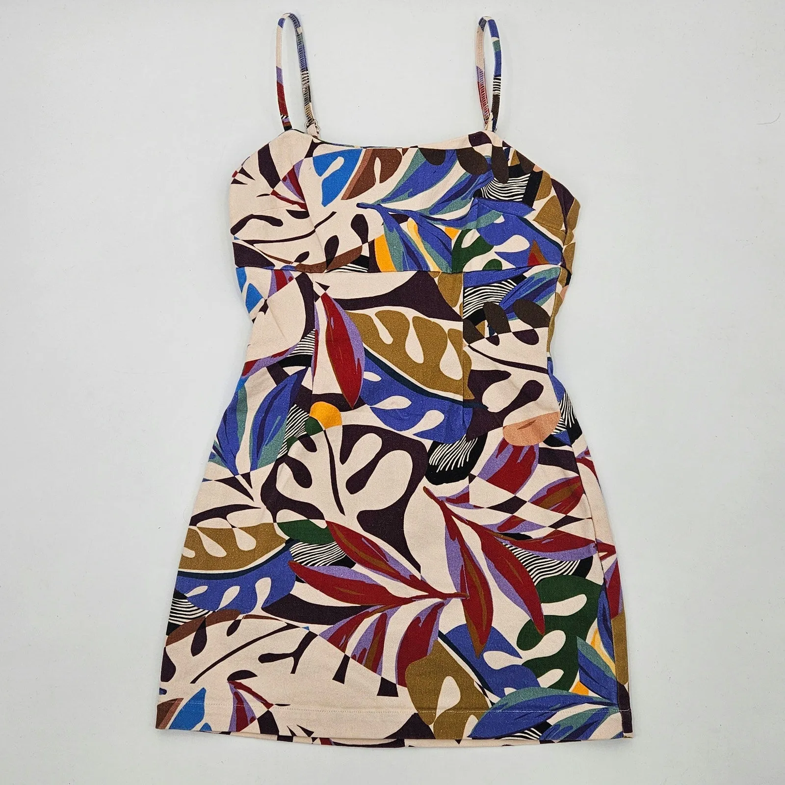 Avec Les Filles Women's Beige Printed Square-Neck Bodycon Mini Dress Size 6 - Image 11