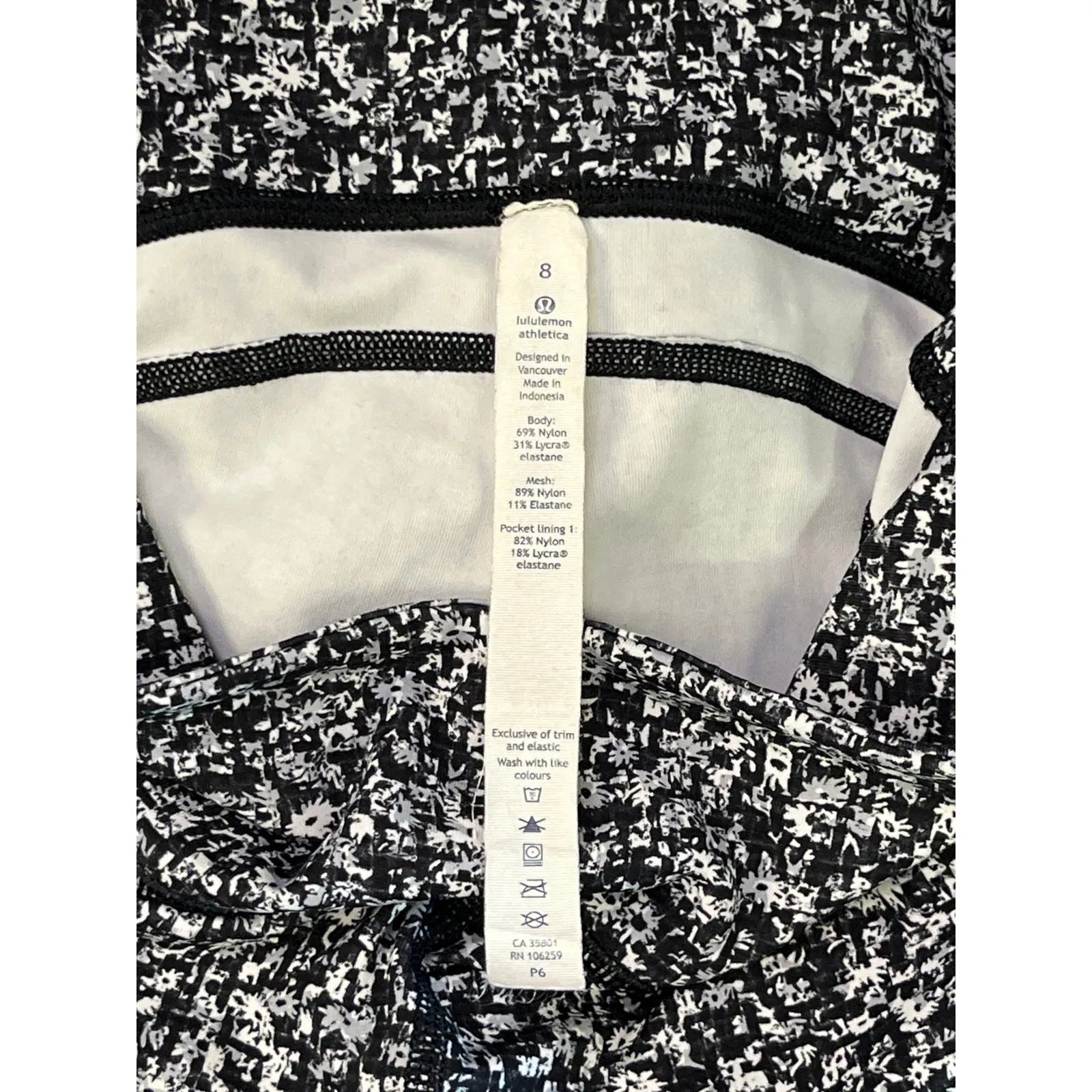 Lululemon Illumina Crop Leggings Black White Mesh Size 8 High Rise 21” - Image 3
