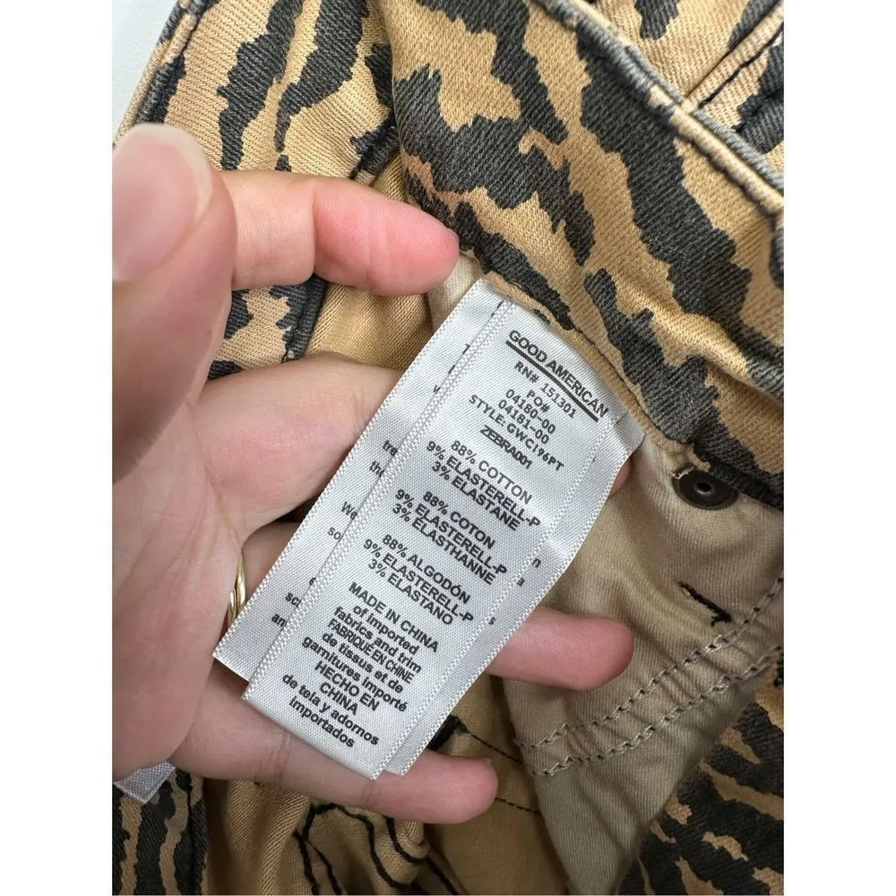 Good American  High Waist Crop Jeans Tan Brown Zebra 4/27 NWT - Image 7
