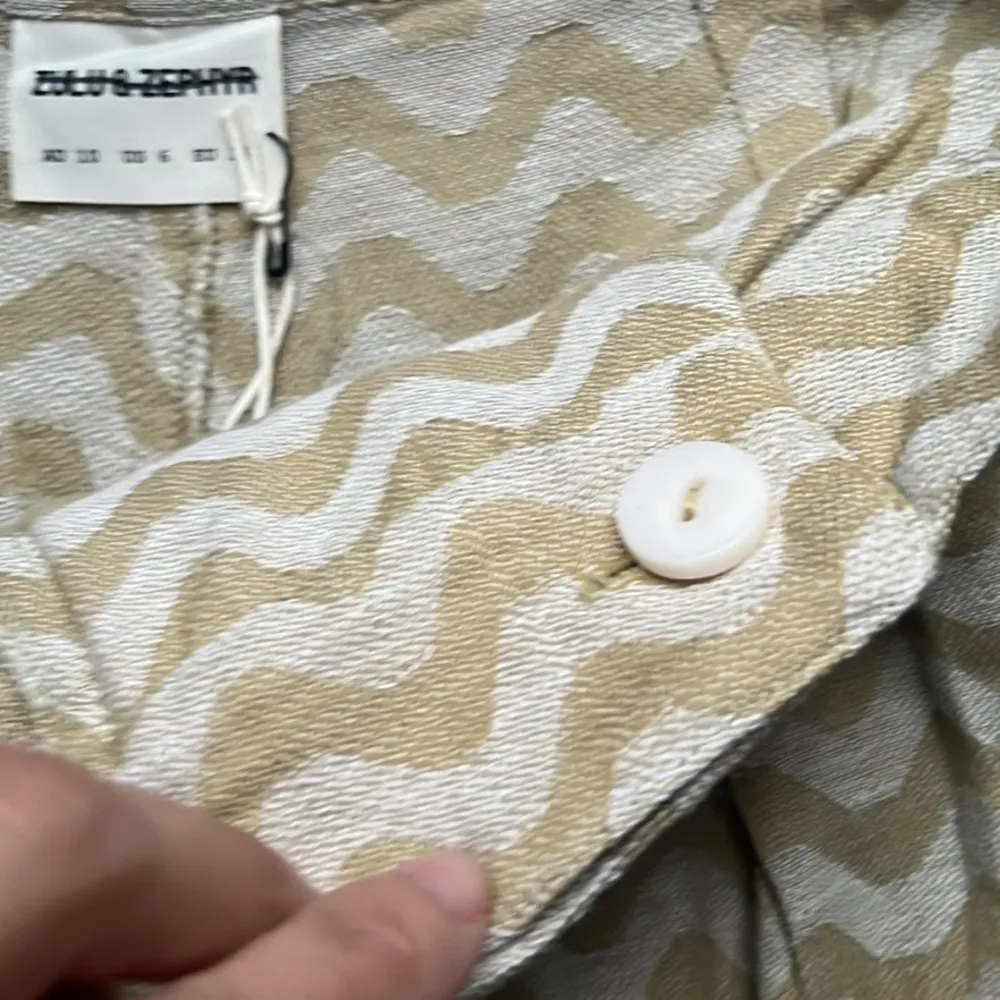 Zulu & Zephyr Chartreuse Wave Wide Leg Pants Casual Printed Boho Yellow Size 6 - Image 7