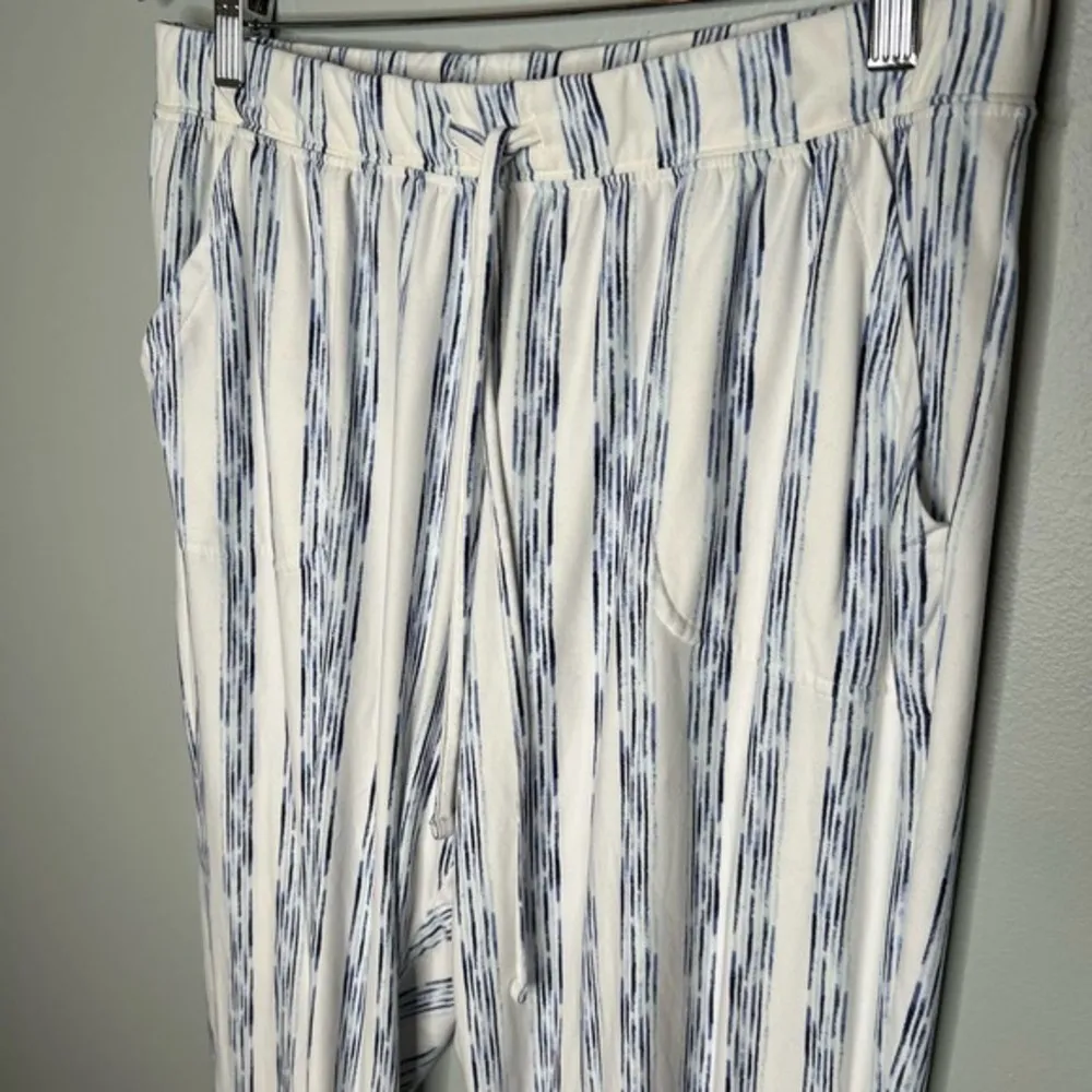 Sonoma white blue striped tie front pajama lounge pants comfort size large - Image 6