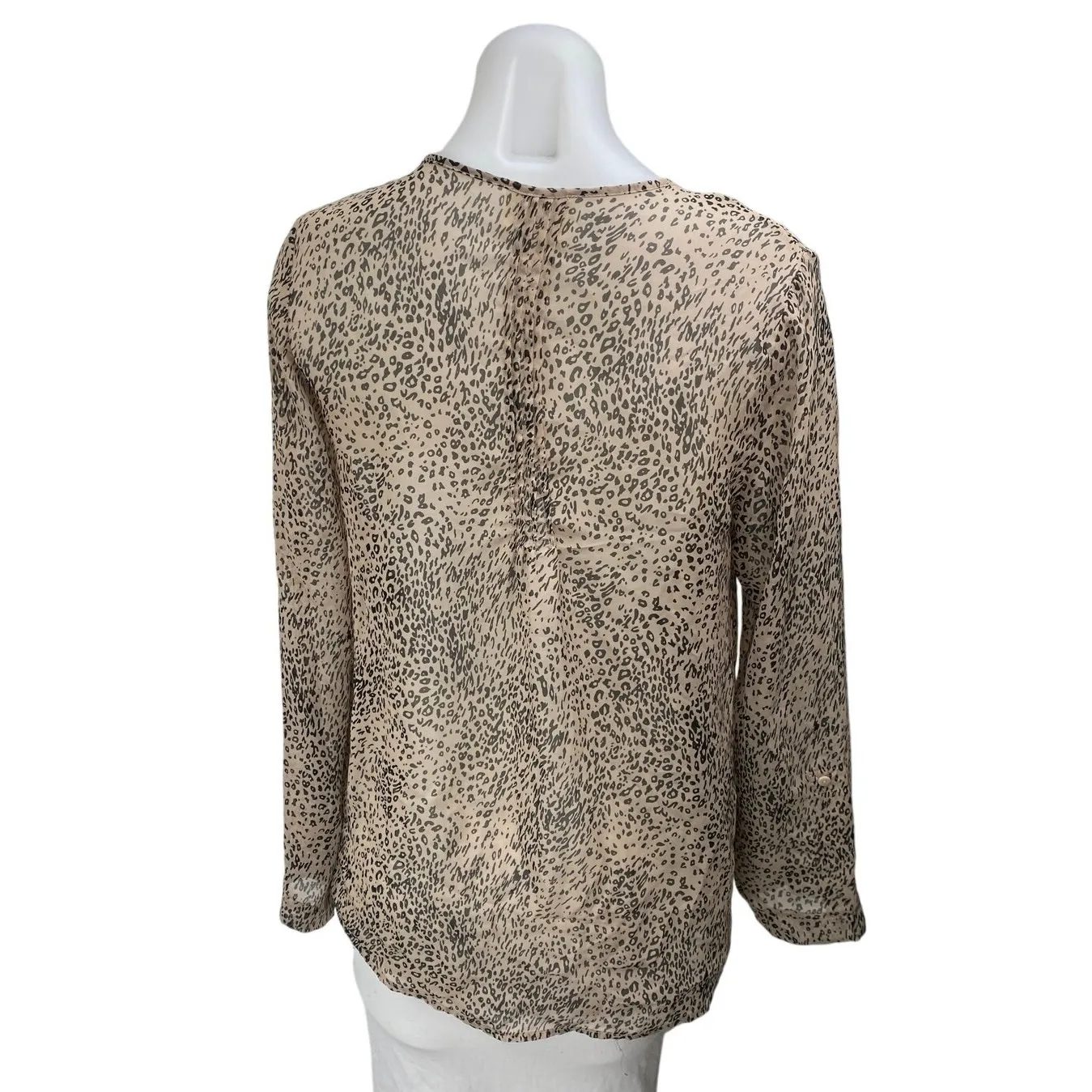 Urban Outfitters Pins & Needles Beige Leopard Long Sleeve Button Up Shirt Top S - Image 2