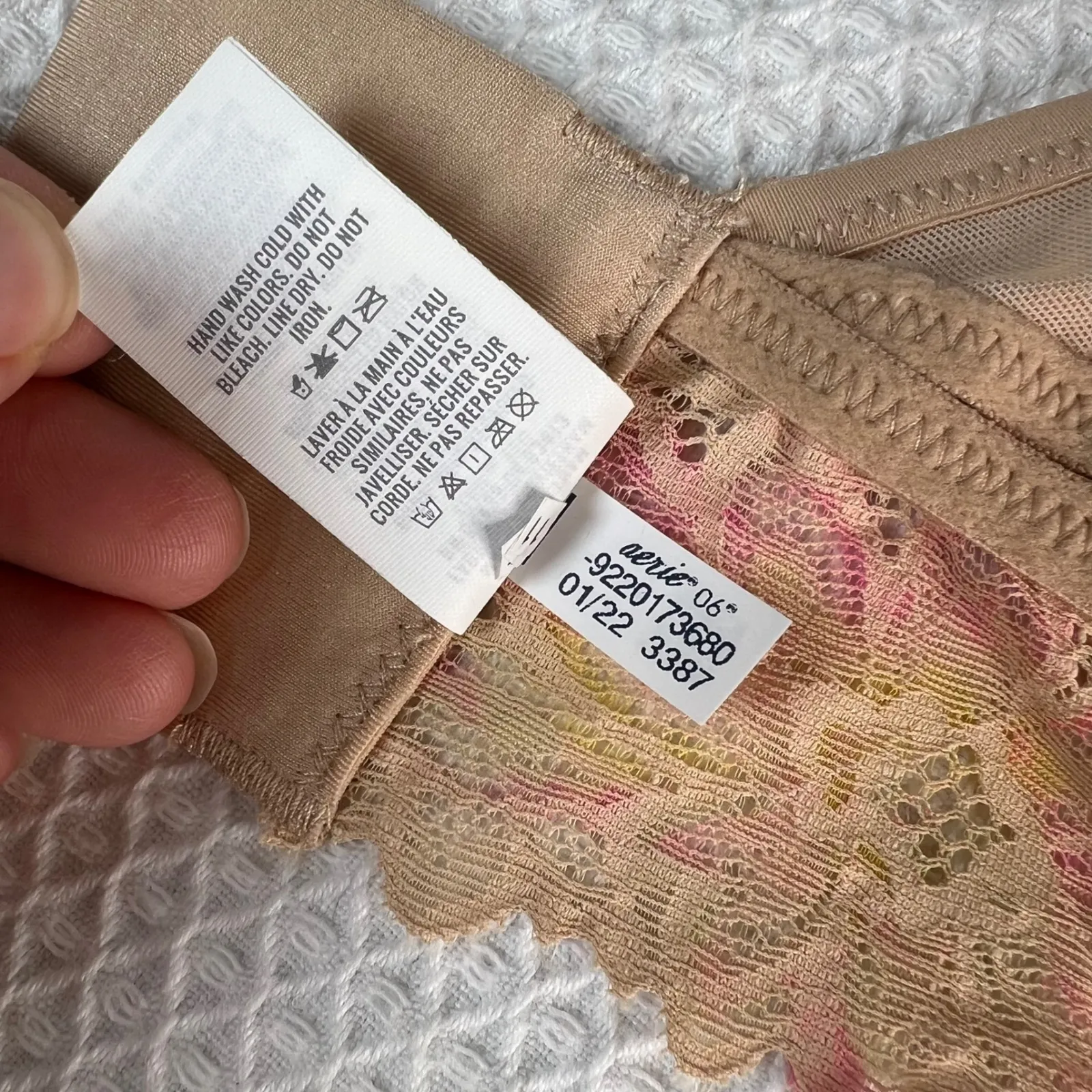 Aerie Floral Lace Bralette Pink Yellow Tan Adjustable Straps Size Small NWT - Image 7