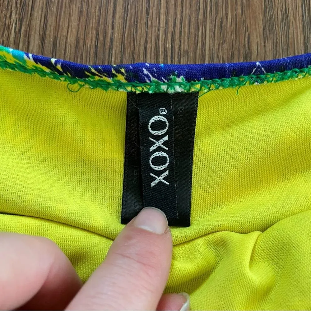 XOXO Colorful Abstract Low Rise String Bikini Bottom Size L - Image 4