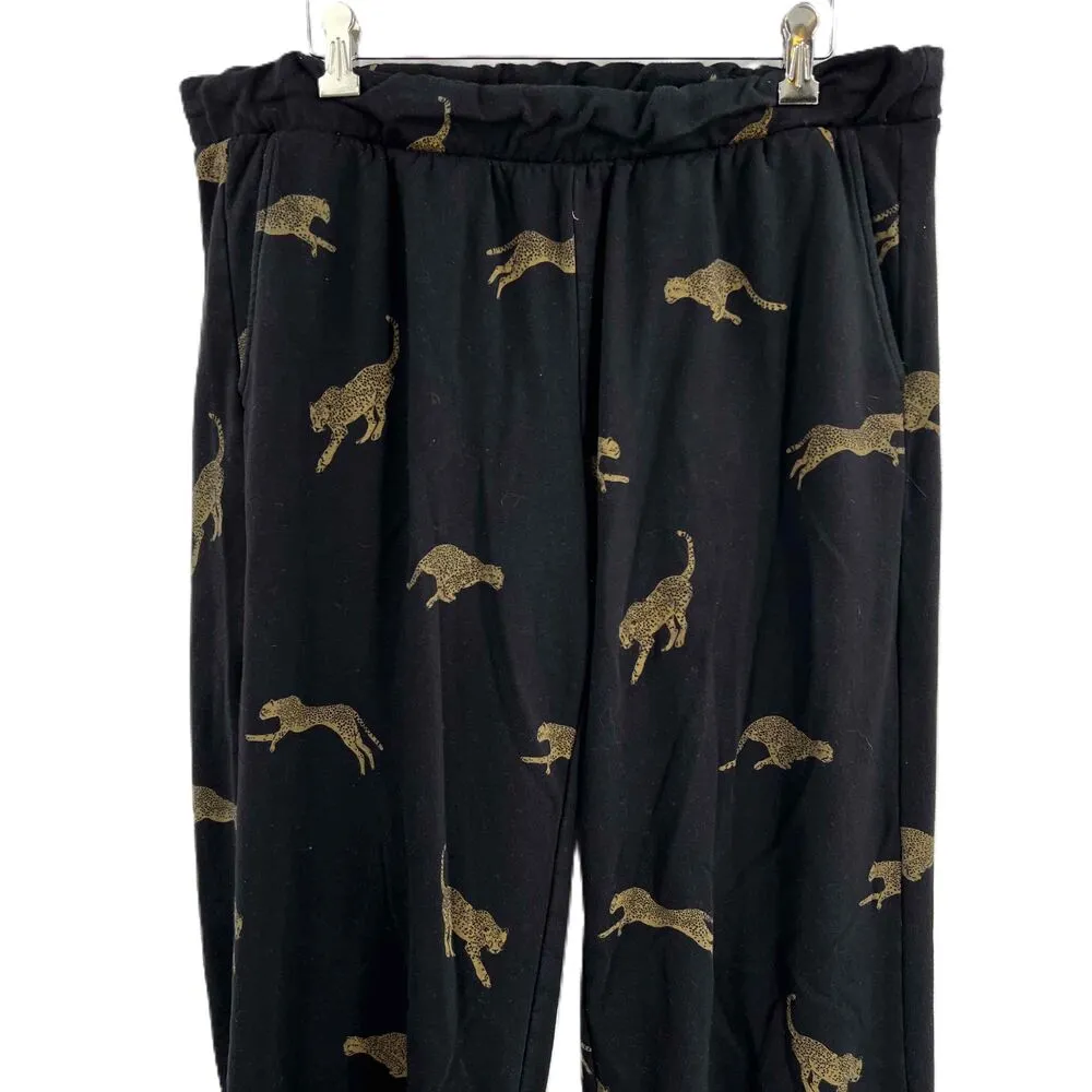 Torrid Black Leopard Graphic Elastic Waistband Wide Leg Womens Pants 1X Tall - Image 2